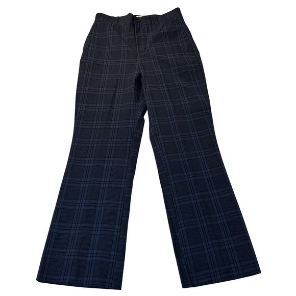 Free Assembly Pants - NWT Free Assembly Crop Kick Flare Trouser Women Size 2 Blue Plaid Cotton Stretch